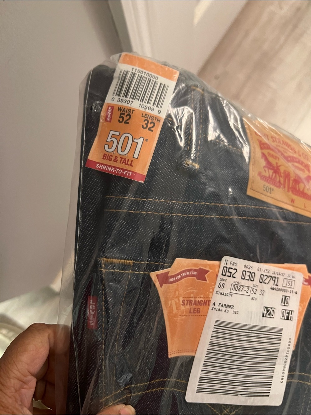 Levi's Men's Straight Jeans - Dark Indigo with Gold Stitching